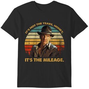 Indiana Jones Mileage Quote T Shirt Retro Movie Graphic Fan Gift Adventure Tee
